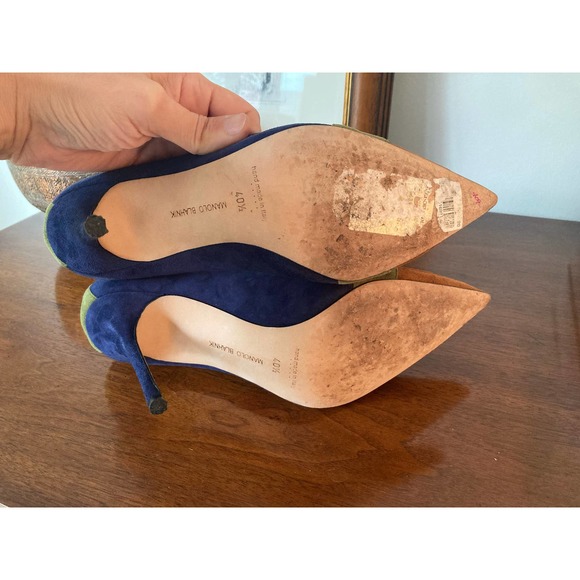 Manolo Blahnik Durut Suede Colorblock Navy 105 - Size 10.5 40.5 40 1/2 - Picture 5 of 7